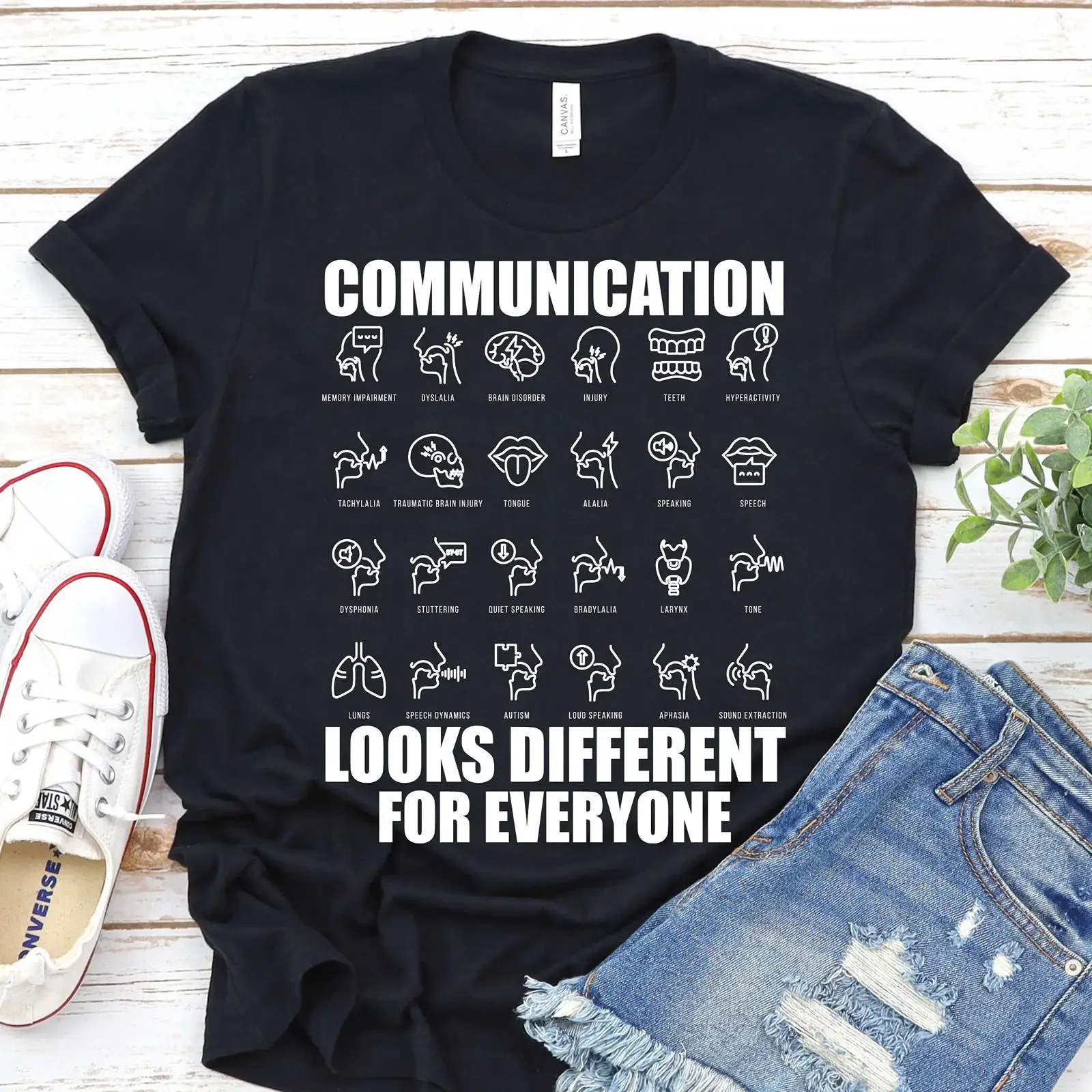 Communication Looks Different For Everyone SLP Speech Language Pathologist Therapy Autism Awareness Special Ed T Shirt vintage