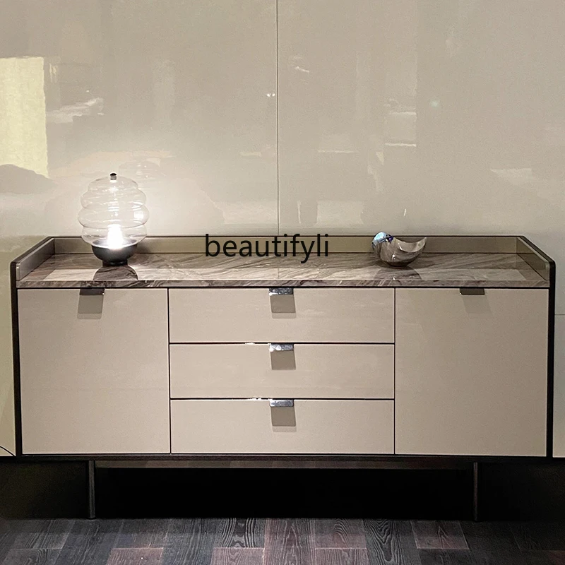 

Italian Minimalist Storage Cabinet Glossy High-Grade Gray Sideboard Entrance Cabinet