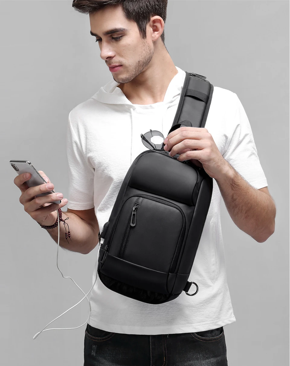 Eurcool Men\'s USB Charging Shoulder Bag Male Waterproof Messenger High Quality Men Short Trip 9.7 iPad Sling Bag