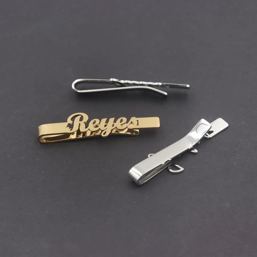 Men's Name Tie Clip Personalized Suit Accessories Custom Nameplate Tie Clips Stainless Steel Groomsmen Jewelry Father's Day Gift