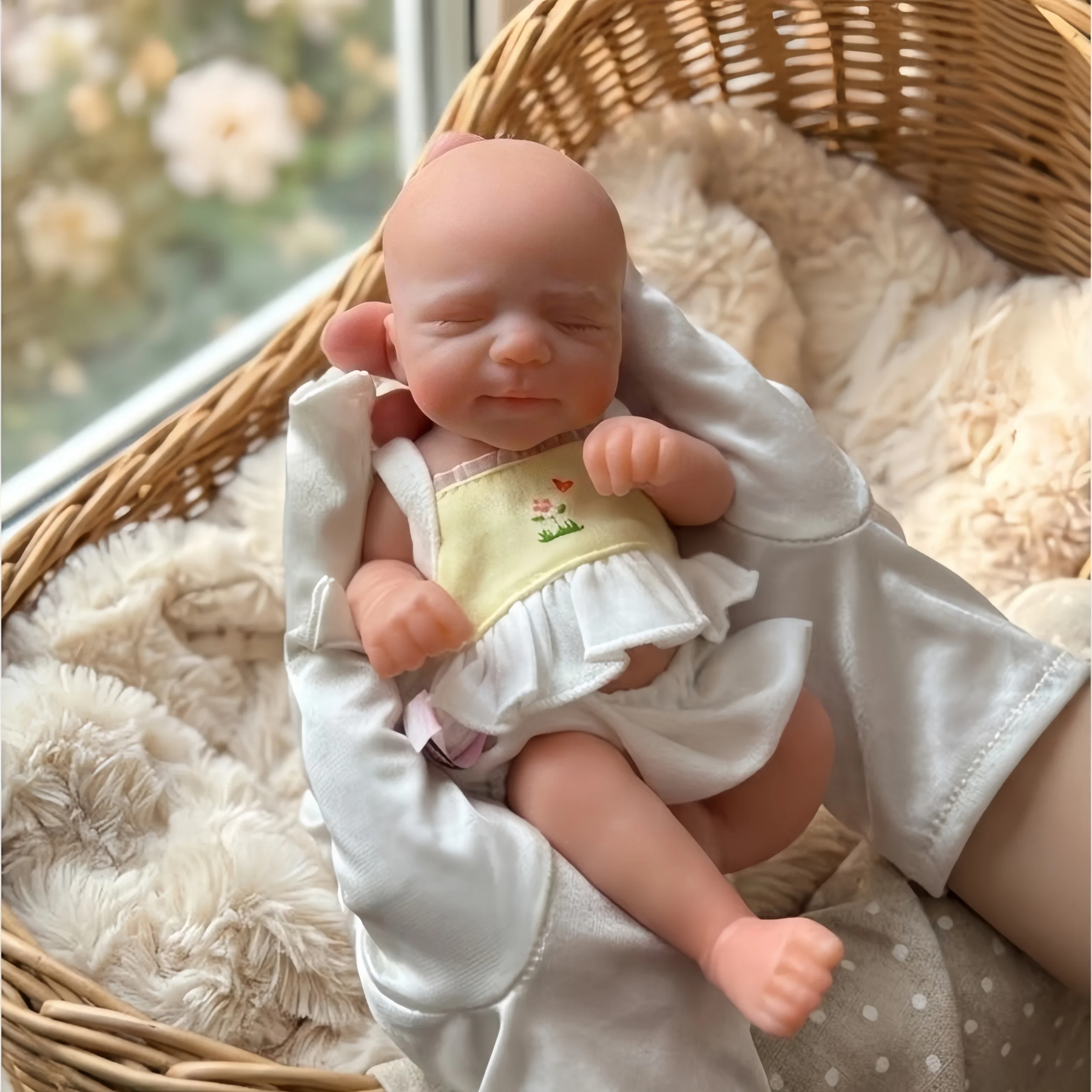 

20-сантиметровая моющаяся силиконовая кукла-реборн девочка с ручной росписью кожи, мягкая на ощупь, в подарок для семьи