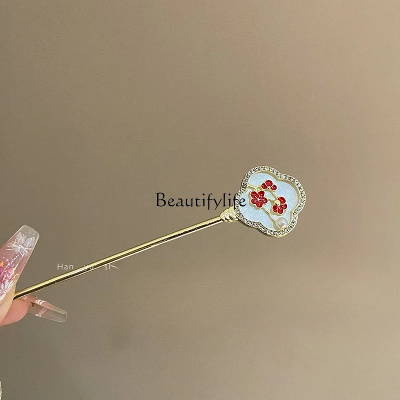 Antique plum blossom hairpin fashionable new Chinese simple diamond-encrusted flower hairpin headdress