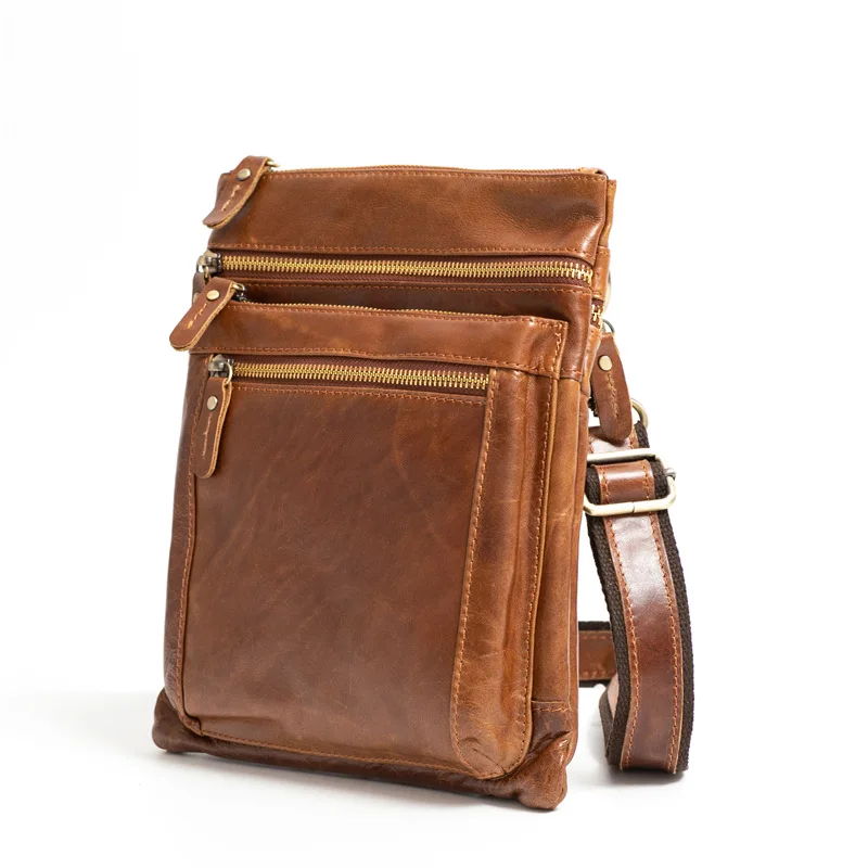 Vintage Genuine Leather Men\'s Shoulder Bag Handbag Male Crossbody Bag for Ipad Man Business Portable Tote Messenger Tablet Bag