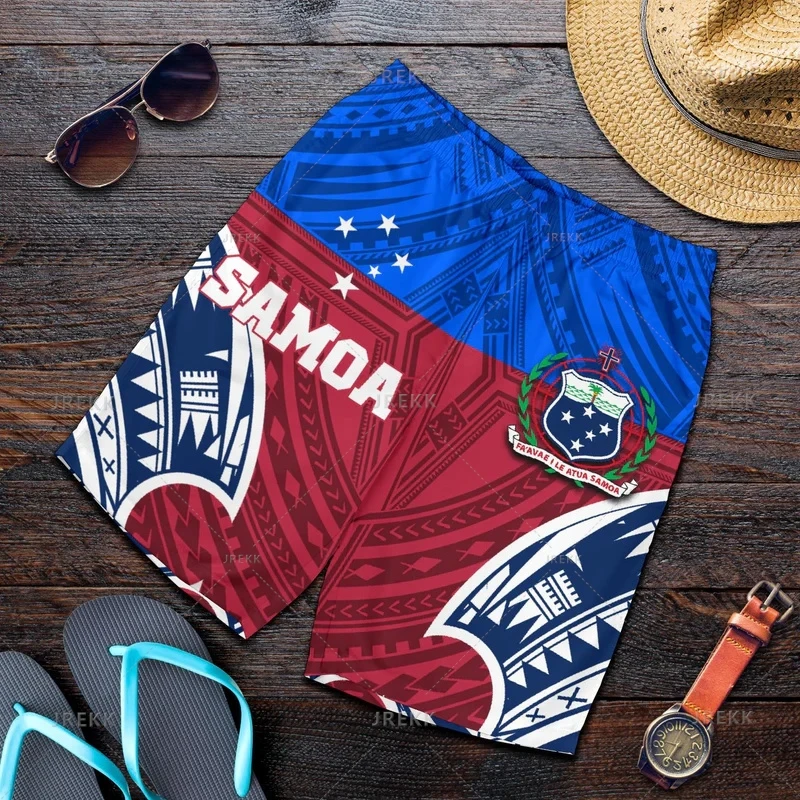 Vintage 3D Print Samoa Emblem Beach Shorts Mens Kid Fashion Streetwear Board Shorts Unisex Cool Swimming Shorts Swimming Trunks