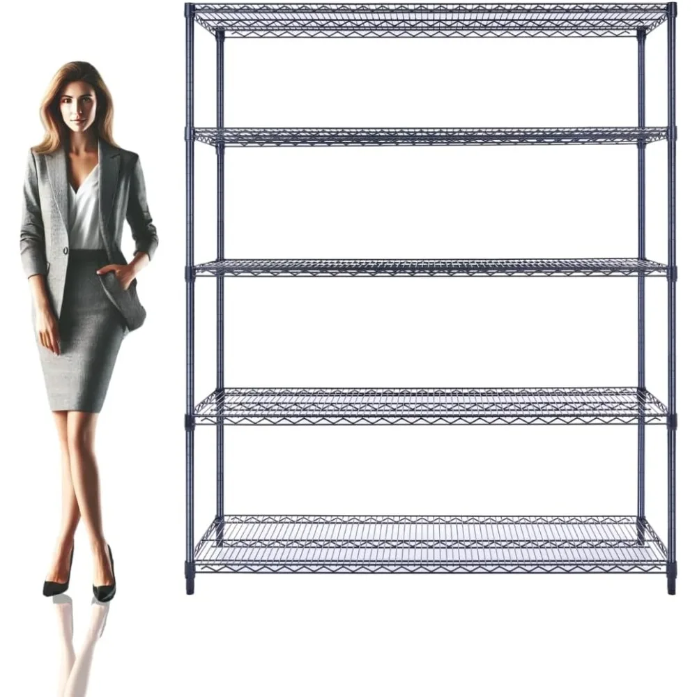 

60"x18"x72" Black 5-Tier Premium Wire Shelving NSF 4000 LBS MAX Capacity Heavy Duty Steel Storage Rack for Warehouses, Garages,