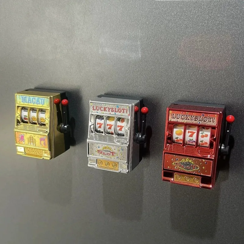 Slot Machine Fridge Magnet Refrigerator Magnetic Mini Lucky 777 Novelty Magnet Home Kitchen Office Collectible Decor Gift