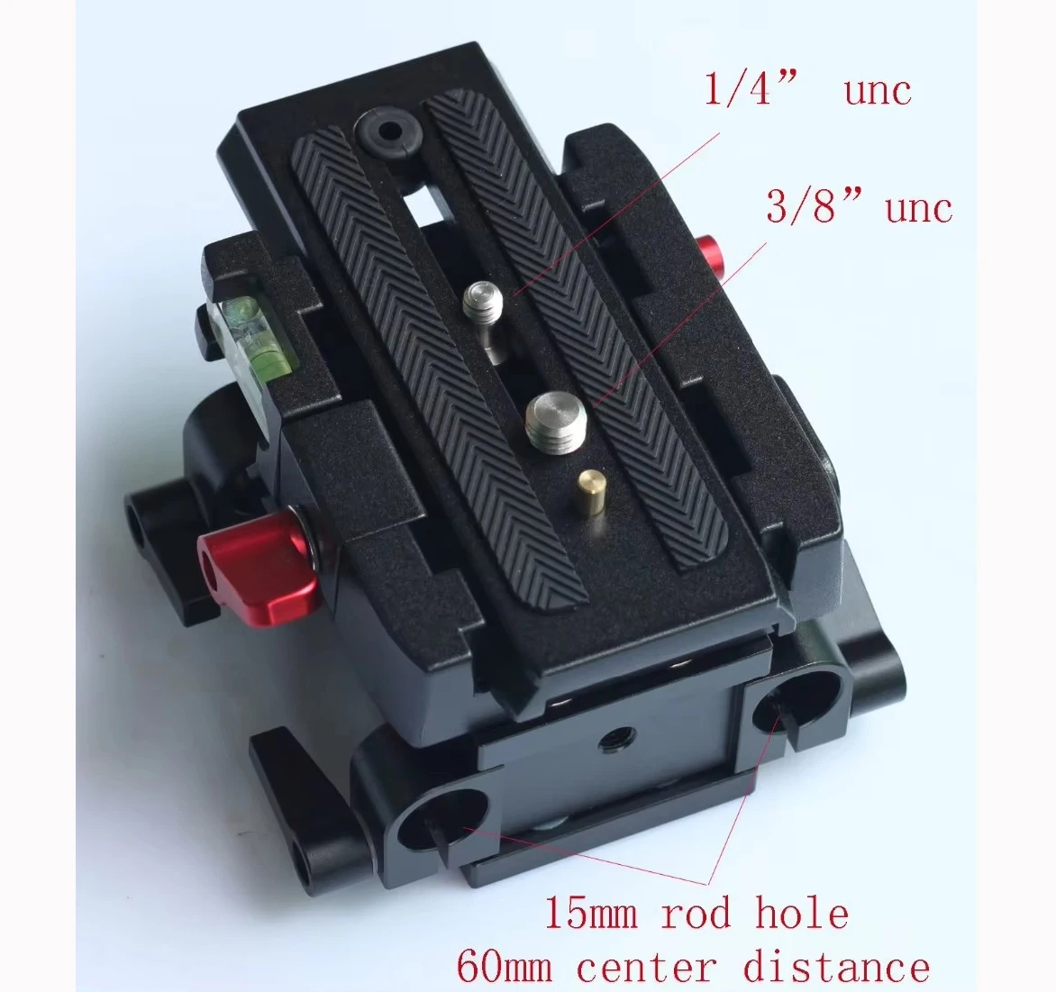 

15mm Rail Rod Quick Release QR Baseplate For Follow Focus support DSLR Rig camera & tripod, 1/4 and 3/8 plate w/ 15mm rod clmps