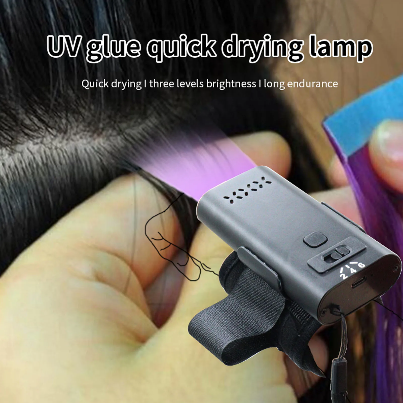 LED Hair Extension Light Aluminum Alloy 395nm 3000mAh Seamless Blending Fast Curing Hair Extension Light Lightweight for Salon