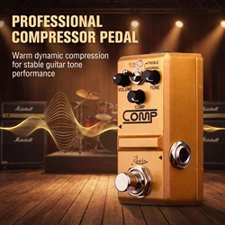 Rowin Tiny Analog Comp Box Guitar Compressor Pedal Compression Effect for Electric Guitar BASS Pedalboard True Bypass