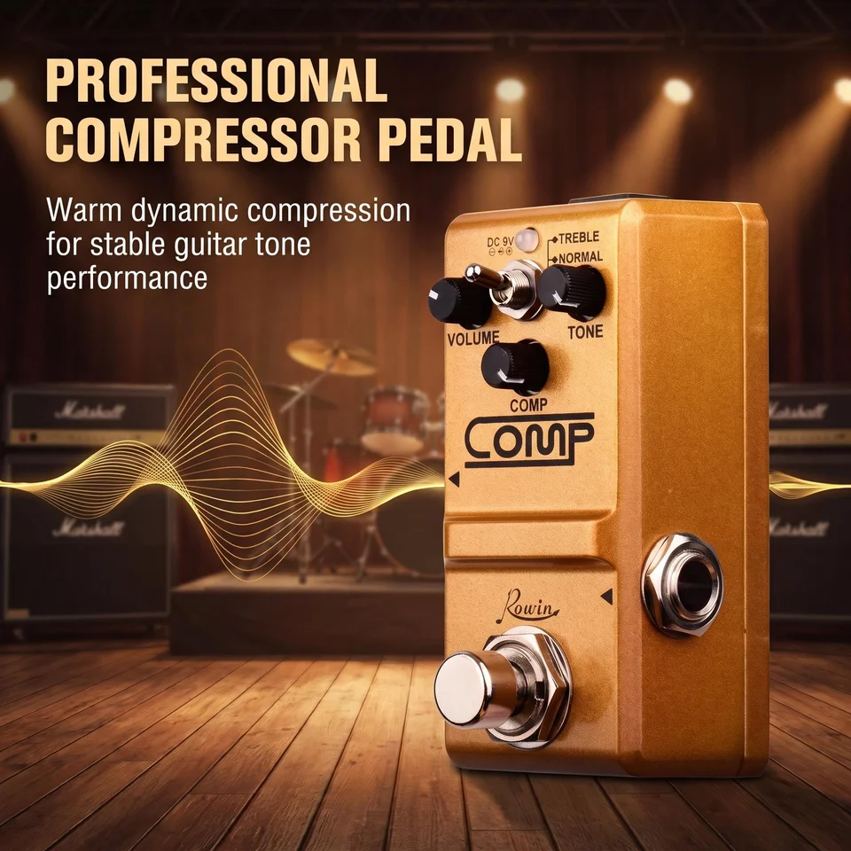 Rowin Tiny Analog Comp Box 기타 압축기 페달 압축 효과 일렉트릭 기타 베이스 페달보드 True Bypass 썸네일 7