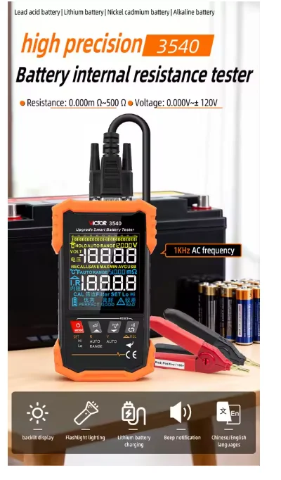 VICTOR VC3540 Digital Battery Analyzer 0~120V Automotive Diagnostic Battery Tester 0~500Ω Resistance Voltage Measur