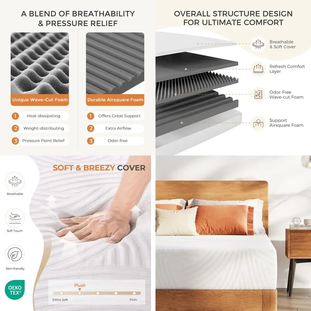 

Twin Mattress,10 Inch Memory Foam Twin Size Mattress in a Box for Pressure Relief & Motion Isolation,Medium Plush and CertiPUR-U