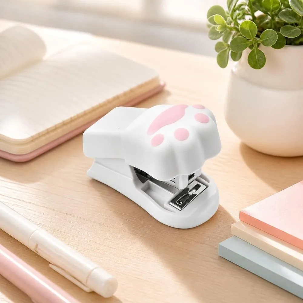 Handheld Mini Stapler Set Cute Design Lever-Operated Cat Paw Stapler Multifunctional Ergonomic Cat Claw Stapler Office Use