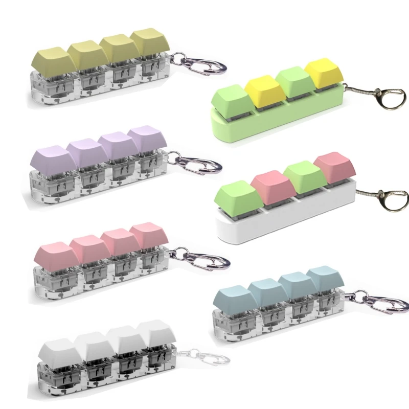 

4PCS Keys Keyboard Key Toy Stress Relief DIY Fidget Button Keycap Fidget Keychain Mini Keyboard Toys Finger Keyboard Caps Toy