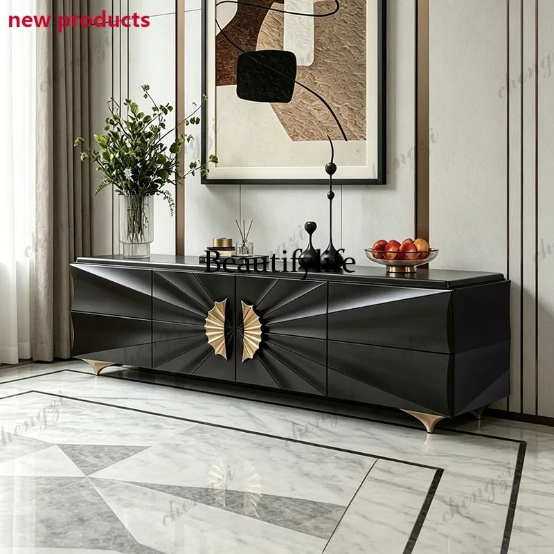A68Italian light luxury 2 meters TV cabinet creative engraving living room household storage low cabinet modern storage cabinet