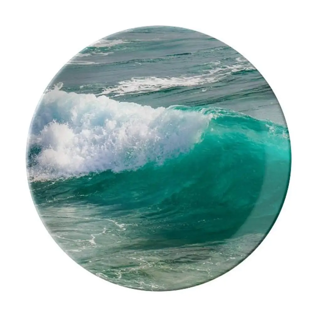 Soft Pastel Colored Ocean Sea Waves Pattern Print Ceramic Wall Hanging for Home Office Party Dinner Table Decor,Decorative Plate