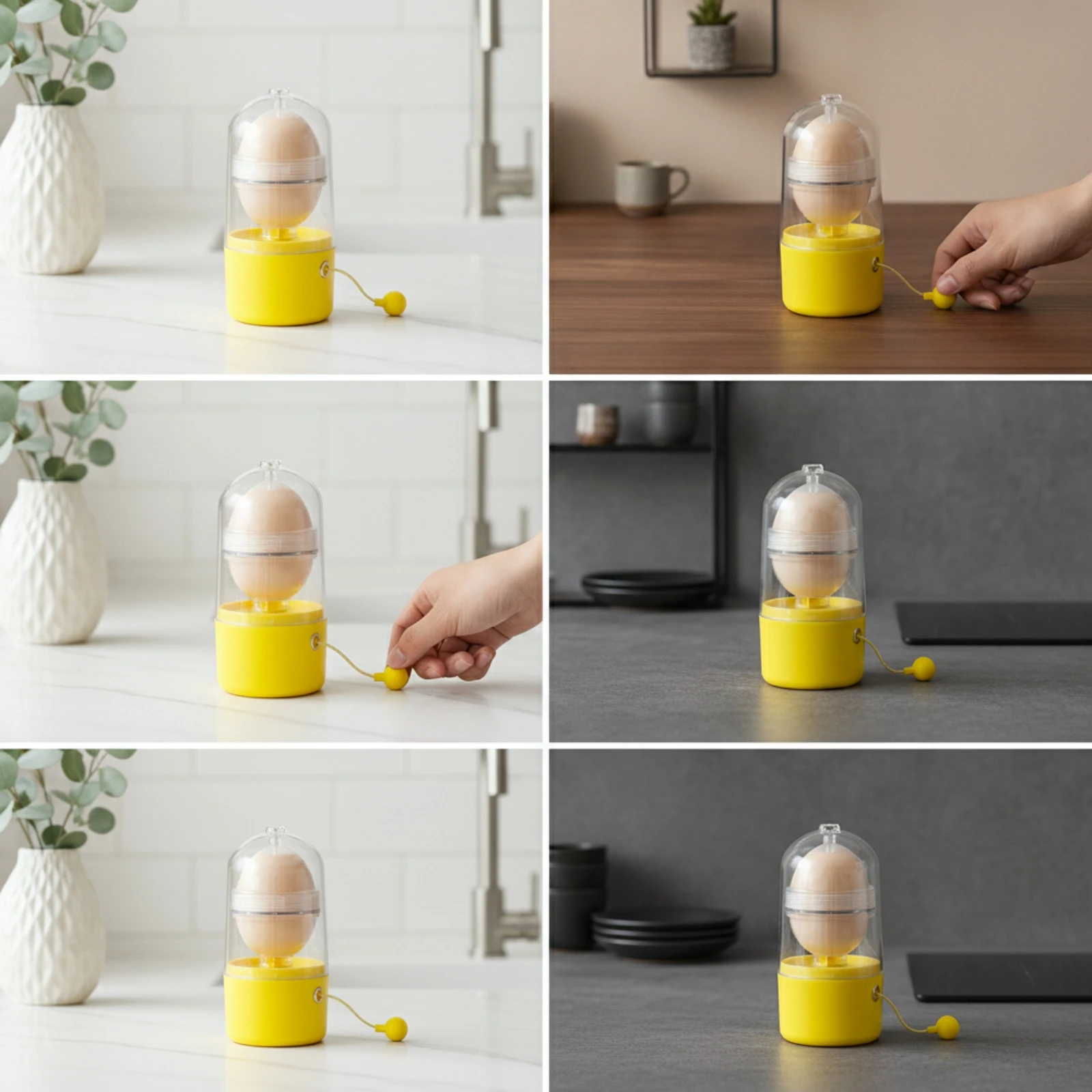 Egg Scrambler with Pull Cord Easy-to-Use Hand Pull Egg Whisk for Home Cooks, Breakfast Prep, Kitchen