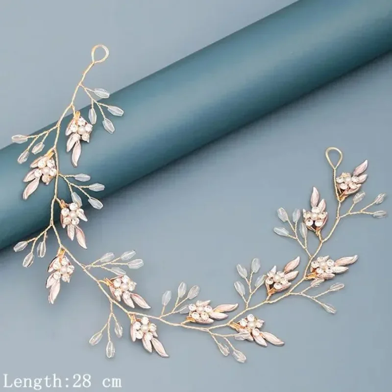 Pearl Rhinestone Flower Headband Wedding Hair Accessories For Women Bridal Headband Hair Jewelry Light Gold Wedding Accessories image 6
