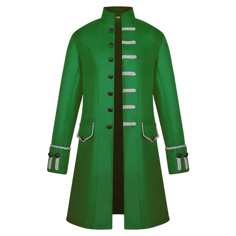 New Mid-Century Long Steampunk Retro Stand-Up Collar Coat