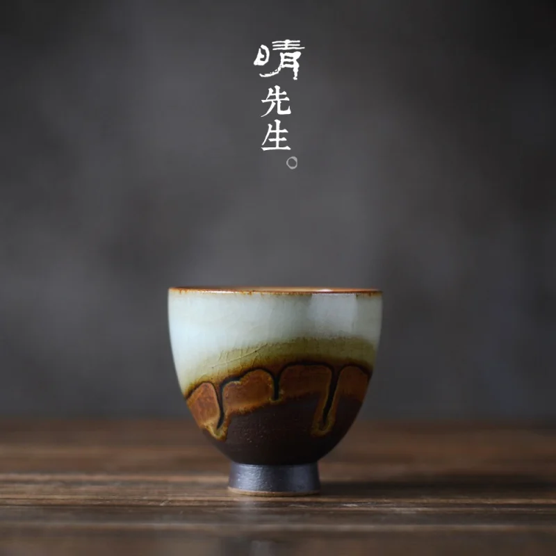 

★Handmade Firewood Stoneware Tea Cup Tea Cup Jingdezhen Porcelain Kung Fu Tea Set Celadon Tea Cup Master Cup Single Cup