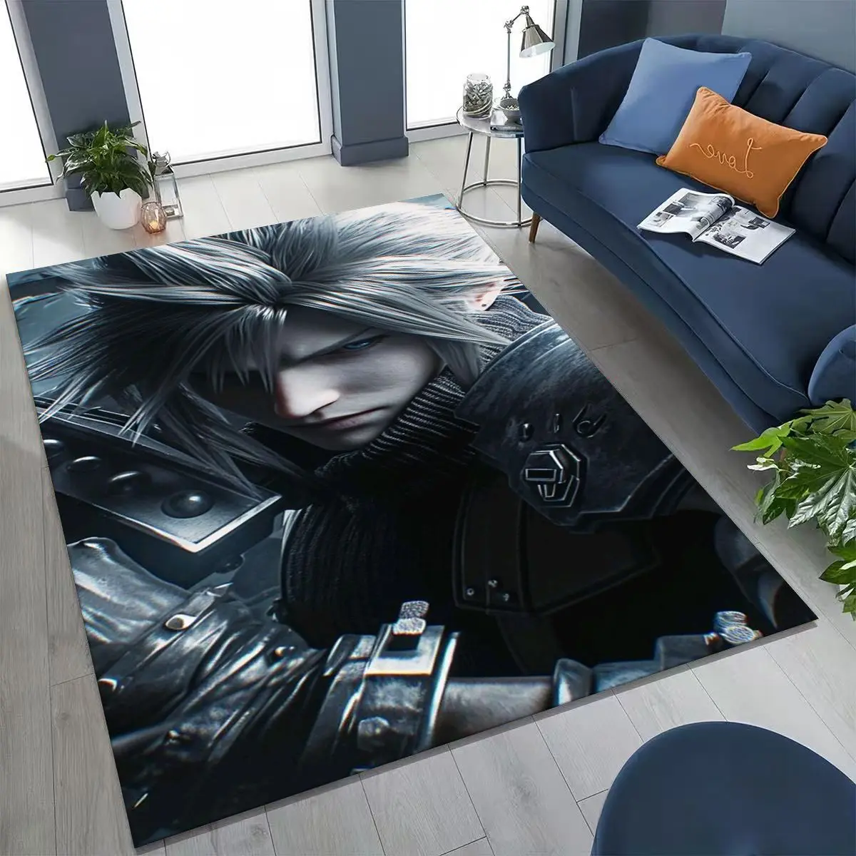 

Cartoon Final Fantasy Sephiroth Cloud Tifa Game Rug for Bedroom Living Room Sofa Home Doormat Decor, Large Non-slip Floor Mat