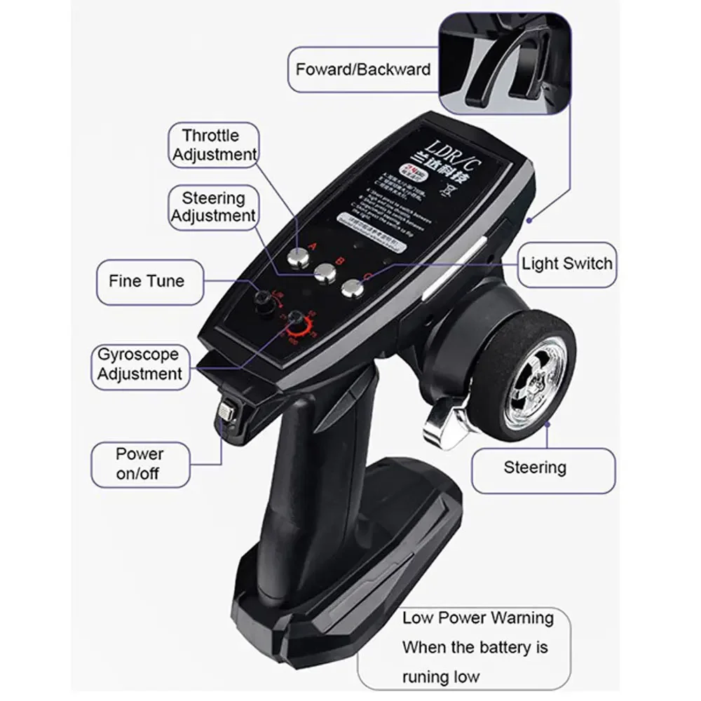 LDRC 1802 1:18 RX7-FC 2.4G Drift Remote Control Car with Gyroscope Metal Drive Shaft Suitable for Adults/Teenagers/Drift Toys