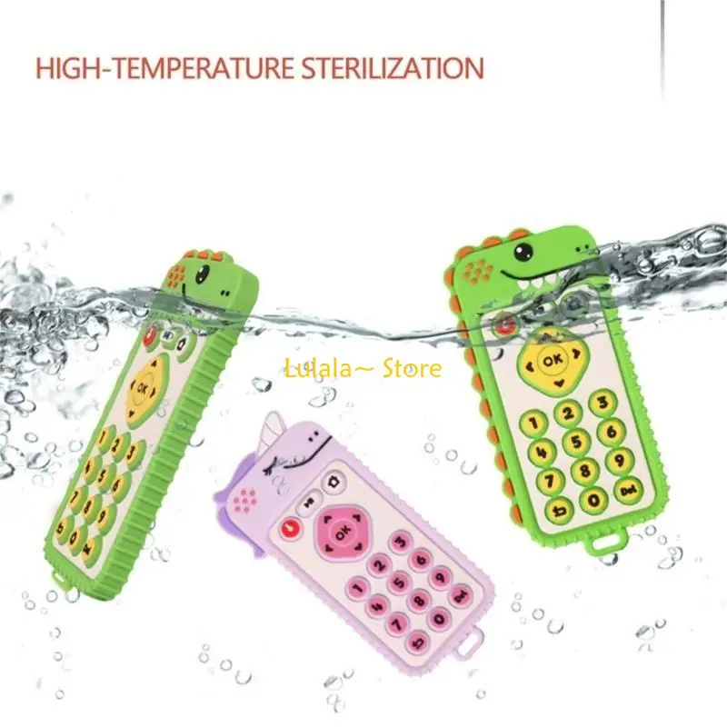 Y4QA Soft Silicone Teething Toy Remote Control Teether Cartoon Teething Toy for Baby