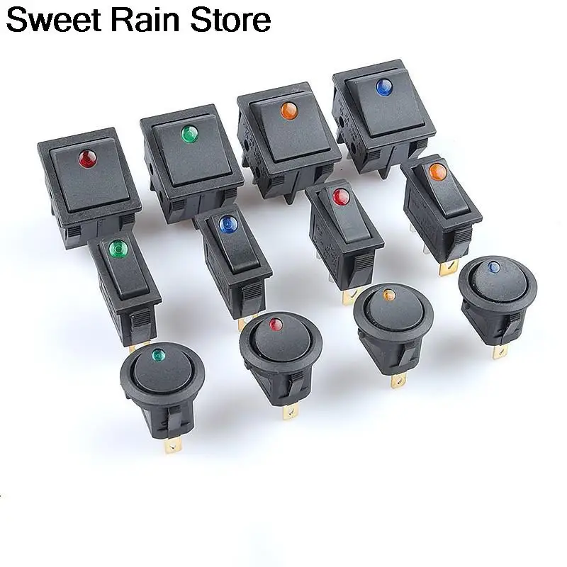 

4 шт., 3/4 контакта, Tombol Sakelar Rocker Mini, ВКЛ-ВЫКЛ, 6/10/16/30A 250 В Kaki Tembaga/Kontak Perak, В постоянного включения с лампой