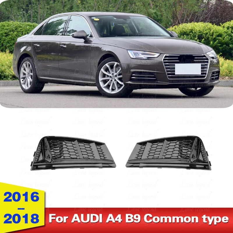 

Glossy Black Car Front Bumper Lower Fog Light Lamp Grill Grille Cover Fit For Audi A4 B9 2016 2017 2018 Car Accessories