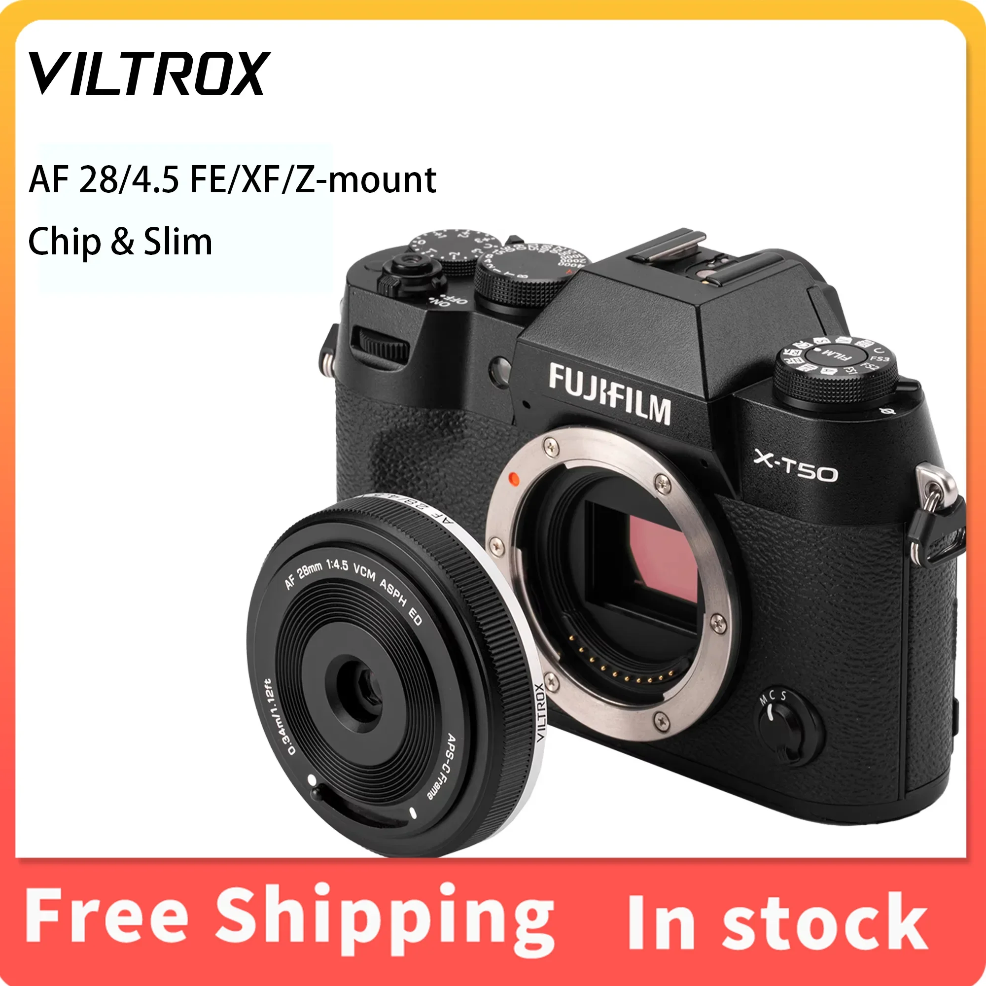 

VILTROX Full Frame Camera Lens AF 28mm F4.5 Retro Slim Chip Autofocus Lens For Fujifilm X Sony E Nikon Z Mount