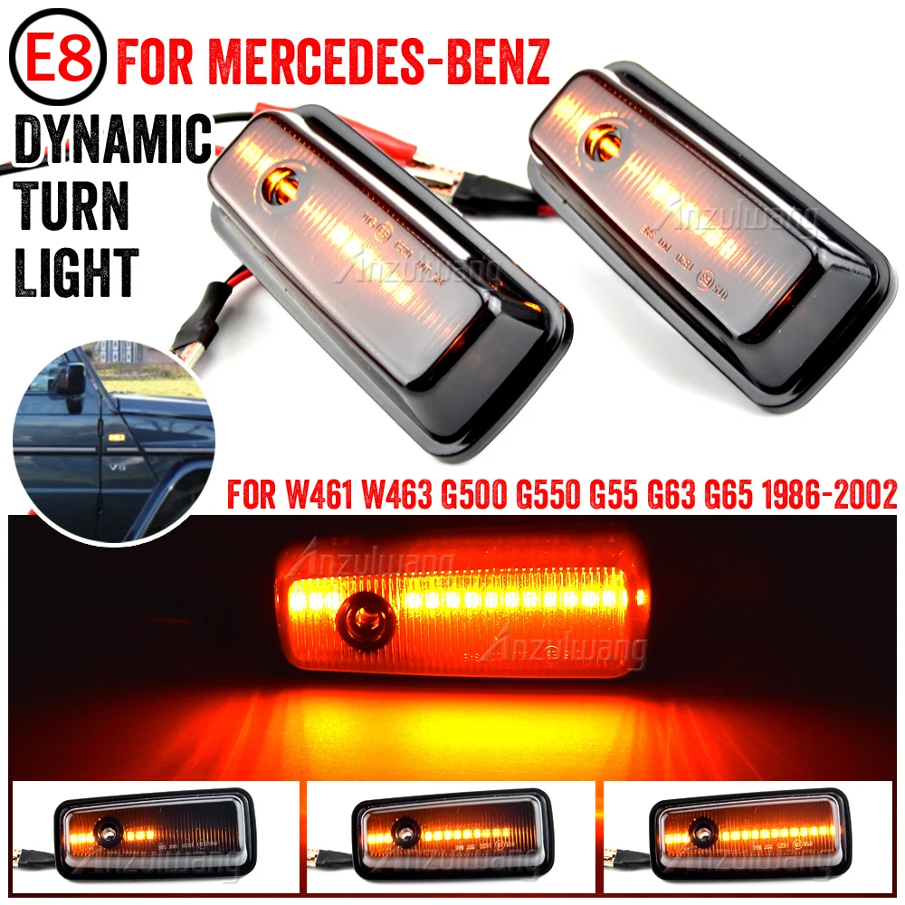 2Pcs Dynamic LED Side Marker Light Turn Repeater Lamps For Mercedes Benz G Class W463 W461 G500 G550 G55 G63 G65 1986-2002