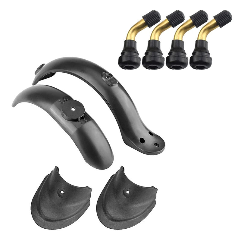 

4Pcs Tyre Valves Stem Right Angle Snap-In Rubber Brass For Xiaomi M365 & 4Pcs Rear Front Mudguard Tyre Splash Fender