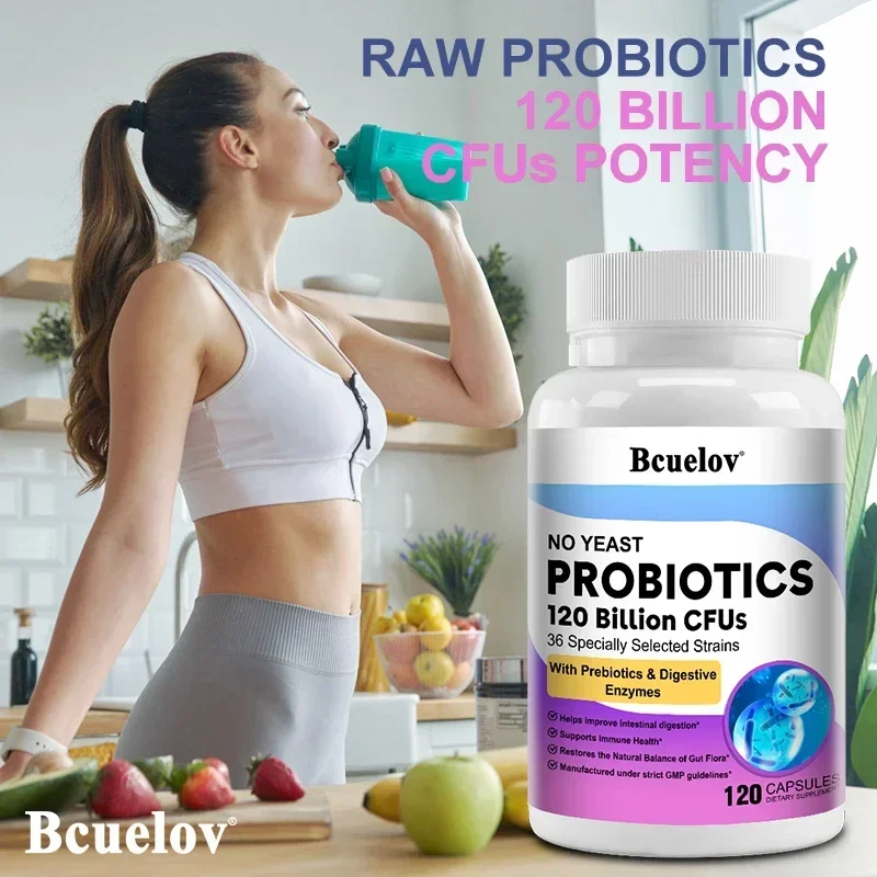 Probiotics 120 Billion CFU 36 Strains Contains Prebiotics and Digestive Enzymes for Digestion and Immune Support Vegan, Non-GMO