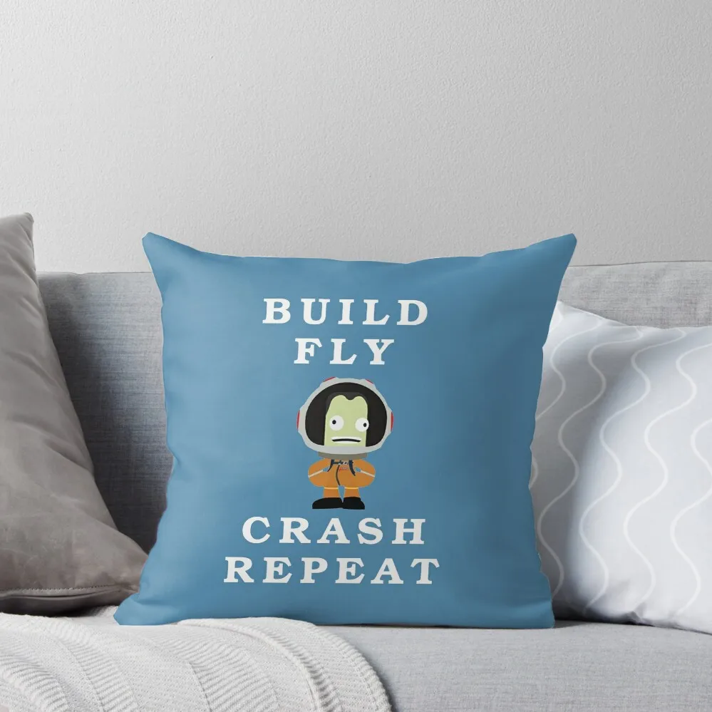 Build fly crash repeat , Kerbal space program , Kerbals Throw Pillow Embroidered Cushion Cover Decorative pillow case pillow