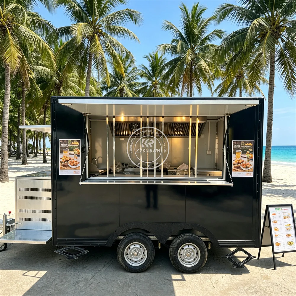 Factory Built Fast Food Truck Premium Commercial Kitchen Mobile Restaurant Food Trailer Concession Trailer For Street Vendors