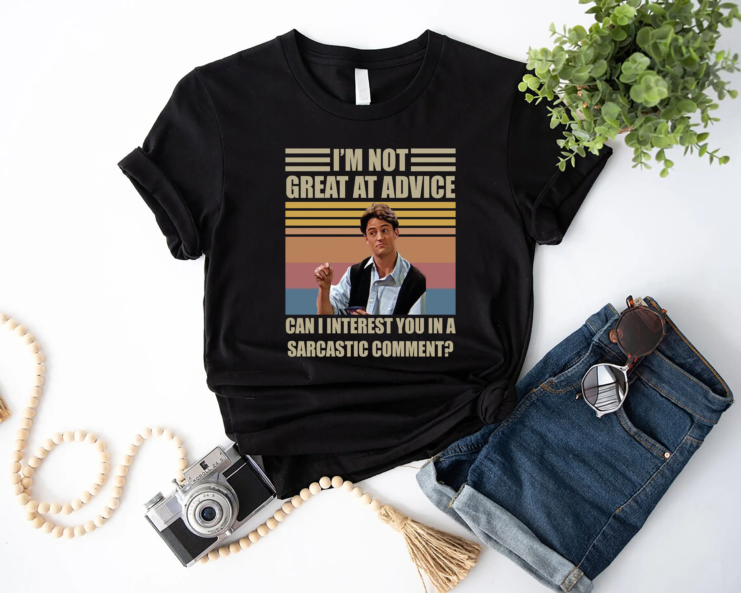 Friends Quotes T Shirt Matthew Perry Vintage Sarcastic CommenT Retro Chandler Bing