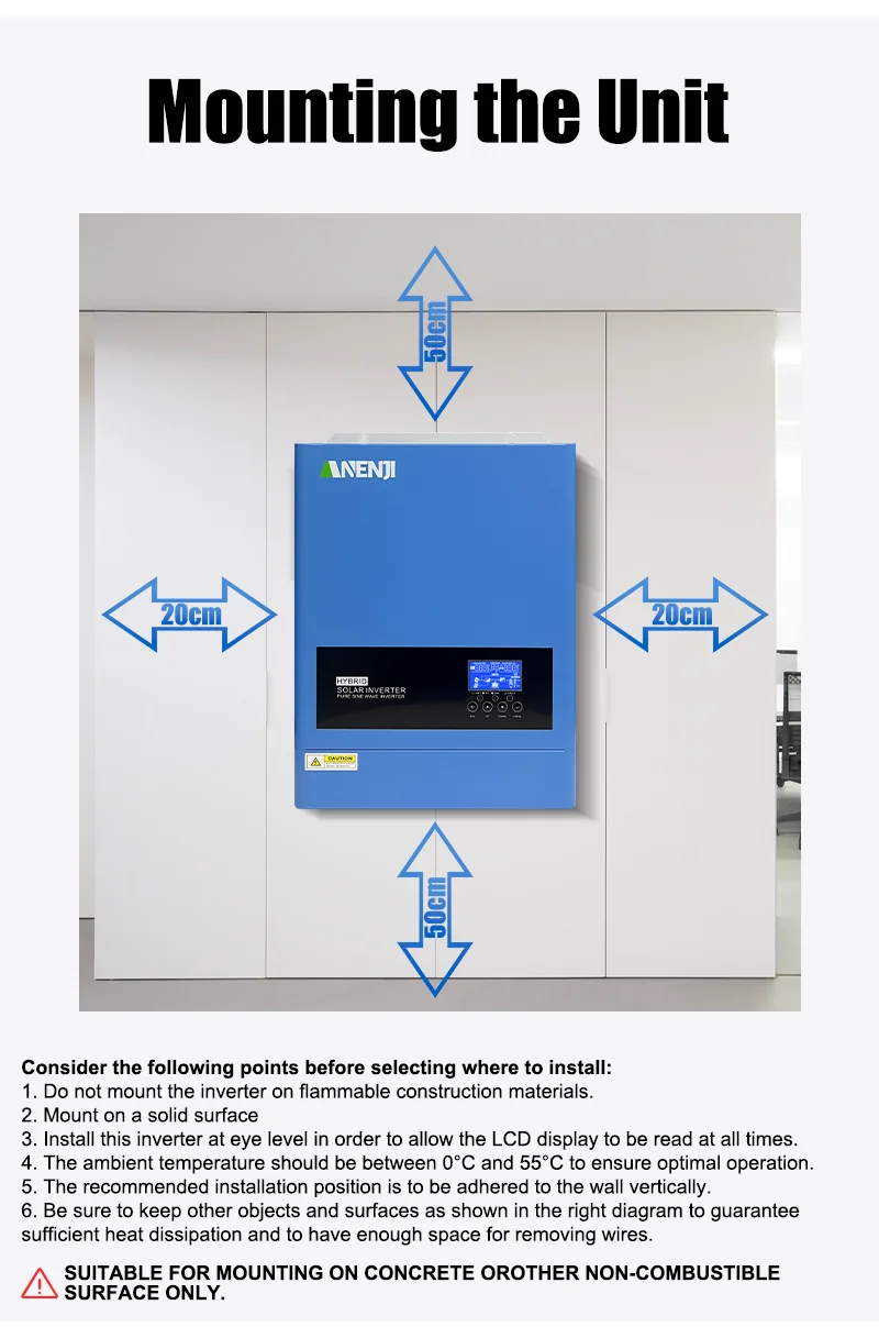 ANENJI 6,2 kW Hybrid-Wechselrichter 48 V 220 V reine Sinuswelle On Off Grid 120 A MPPT-Laderegler PV-Eingang 500 V WIFI für Solarpanel – Detail 20
