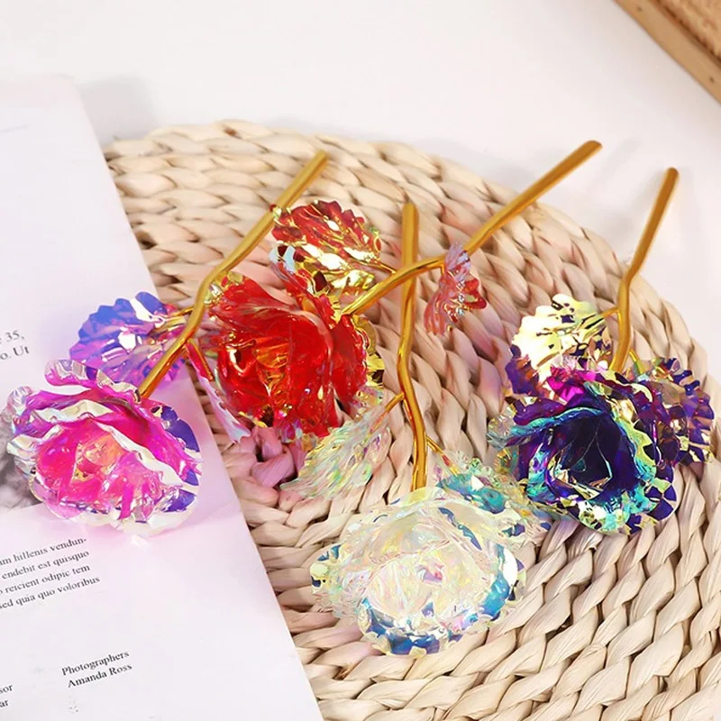 5/10/20 piezas Día de San Valentín galaxia Rosa eterna 24K lámina chapada rosa dura para siempre amor decoración de boda rosas para amantes regalo creativo