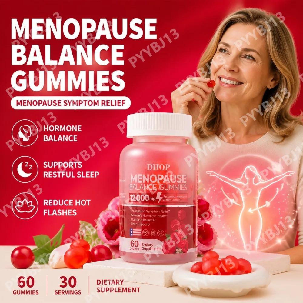 Menopausal Gummies 60pcs Women's Soy Isoflavones Probiotics Vitamin Promotes Relaxation Restful Sleep Hormonal Fluctuations