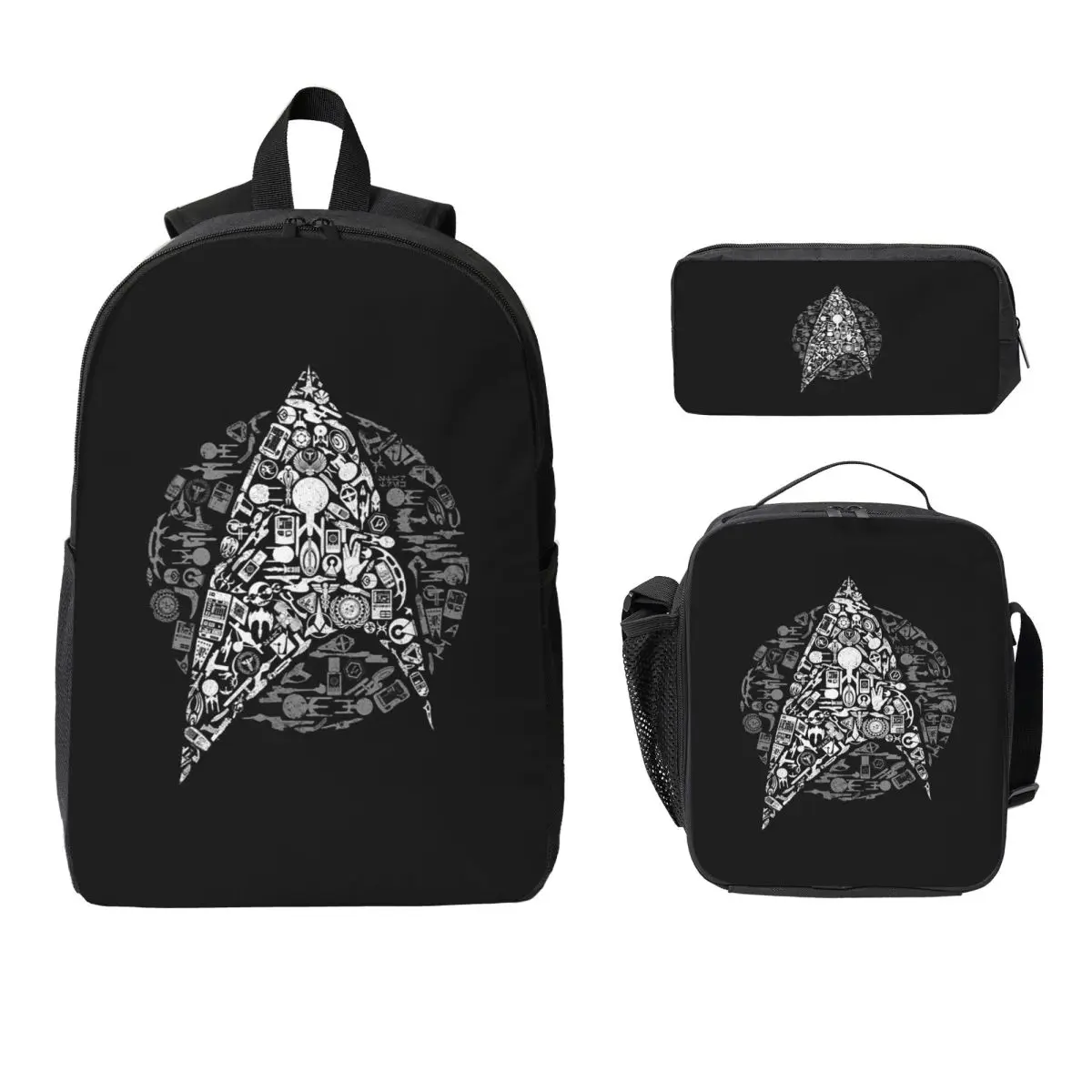 

Star Treks Science Fiction TV Series Backpack BookBag School Bag Computer Shoulder Bags 3ps Insulated Lunch Bag Pencil Case