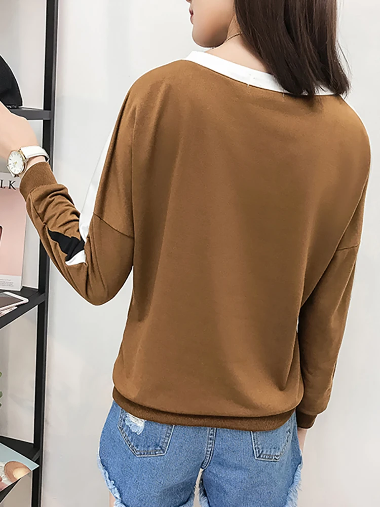 AOSSVIAO-Camiseta de manga larga para mujer, blusa holgada de algodón con cuello redondo, talla grande, otoño e invierno, 2024