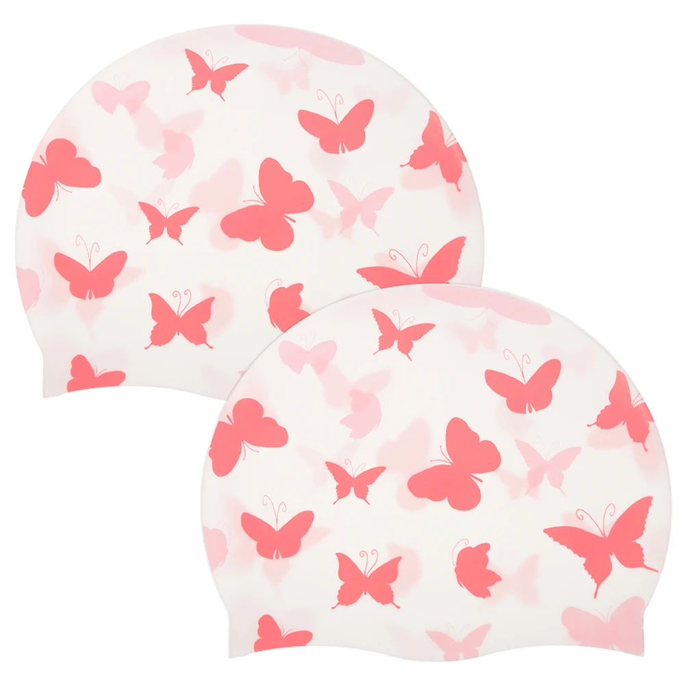 

2 Pcs Hats for Men Swim Cap Adult Silicone Swimming Large Caps Women Sun Protection