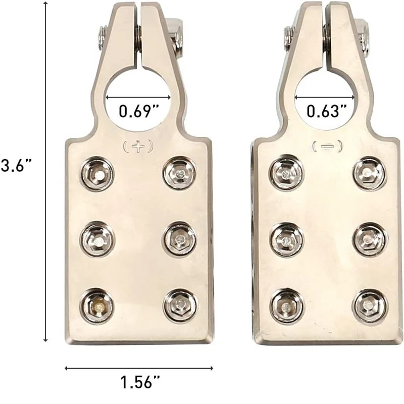 6V-48V Car Battery Terminal Clamp 1/0 AWG 2 4 6 8 AWG Lead-Acid Positive & Negative Port Connector for Auto Caravan Marine Boat