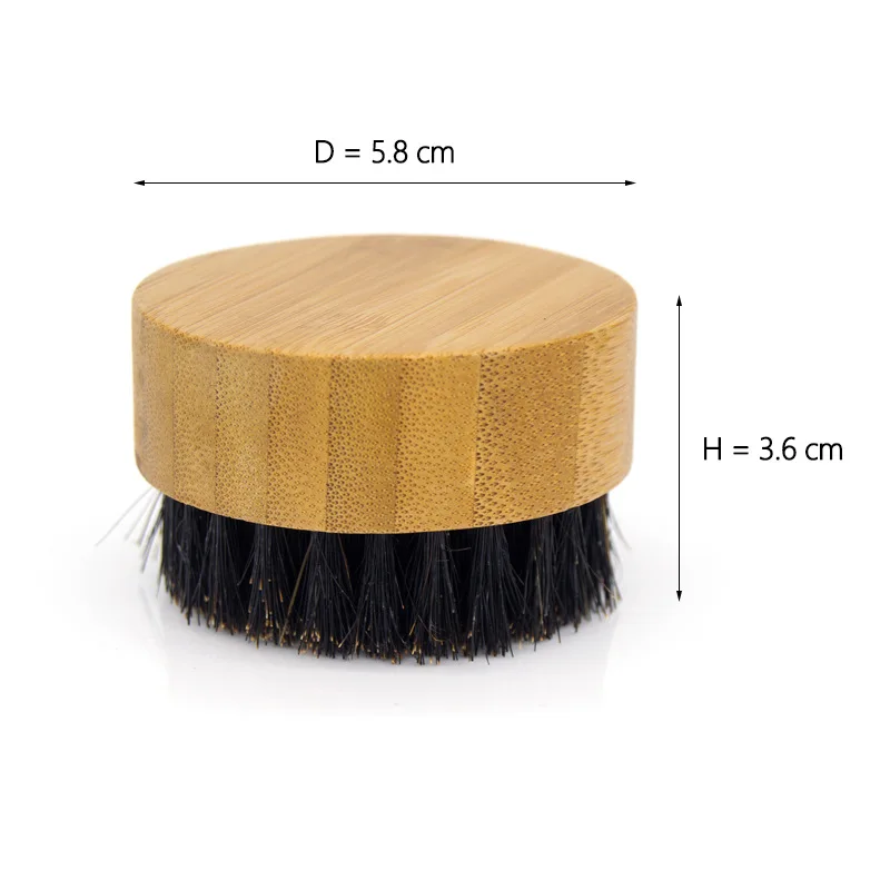 1PC Bamboo Round Handle Beard & Mustache Brush Hair Boar Bristle Beard Brush Massage Comb Men Beard Grooming Tool