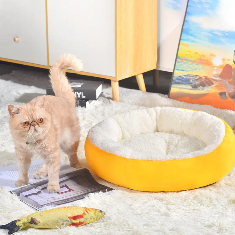 Cat Kennel Deep Sleep Dog Bed Round Plush Cat Winter Warm Bed House Soft Pet Bed For Small Dogs Cat Nest Cama Para Cachorro