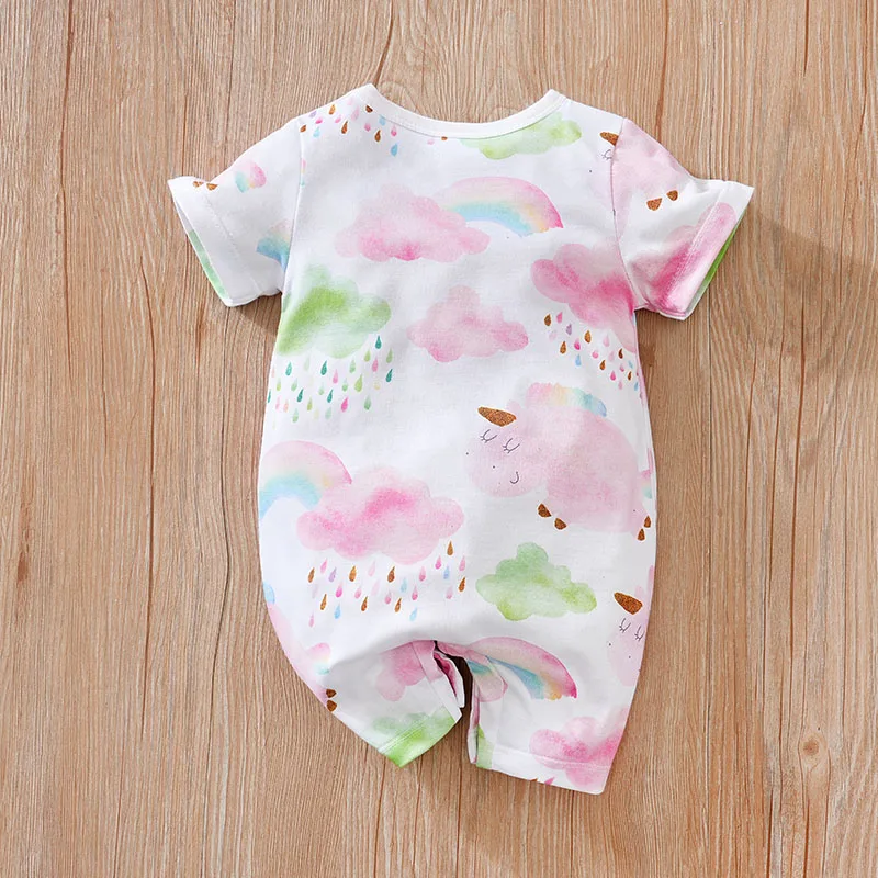 Newborn Baby Clothes Cloud printing Fashion Infant Jumpsuit Toddler Short Sleeve One piece Pajamas unisex Bodysuit Summer Romper