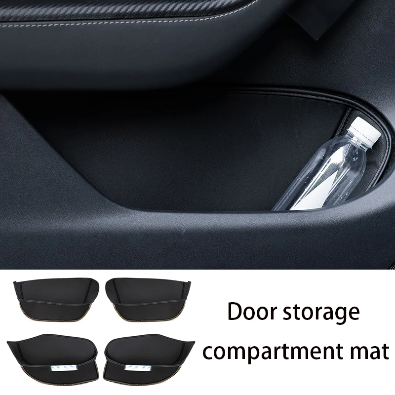 For Tesla Model 3 Y Door Storage Compartment Mat with Interior Leather Box Door Storage Waterproof and Dustproof Slot Pad 2pcs