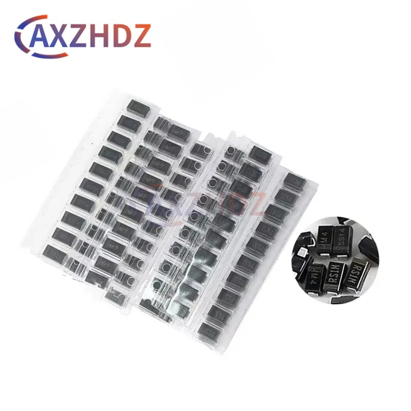 

70PCS SMD Schottky Diode Assorted Kit 1N4007/1N4001/1N4004/SS14/SS16/SS24/SS26/SS34/SS36 Rectifier Diode Switching Diode Pack M1
