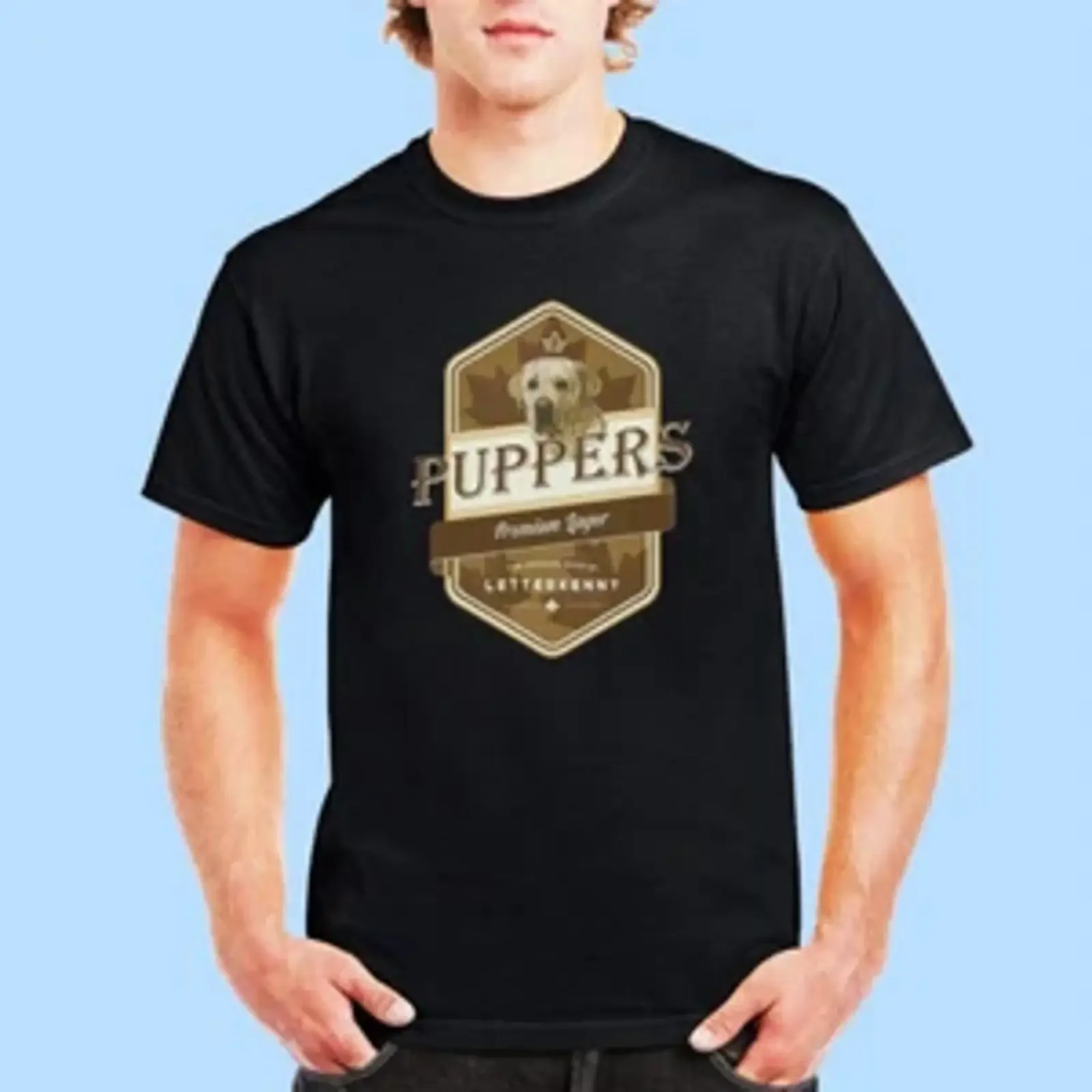 Letterkenny Puppers Premium Lager Beer Mens Black T Shirt Size S 5XL vintage Washed homme Breathable Top For Everyday Wear