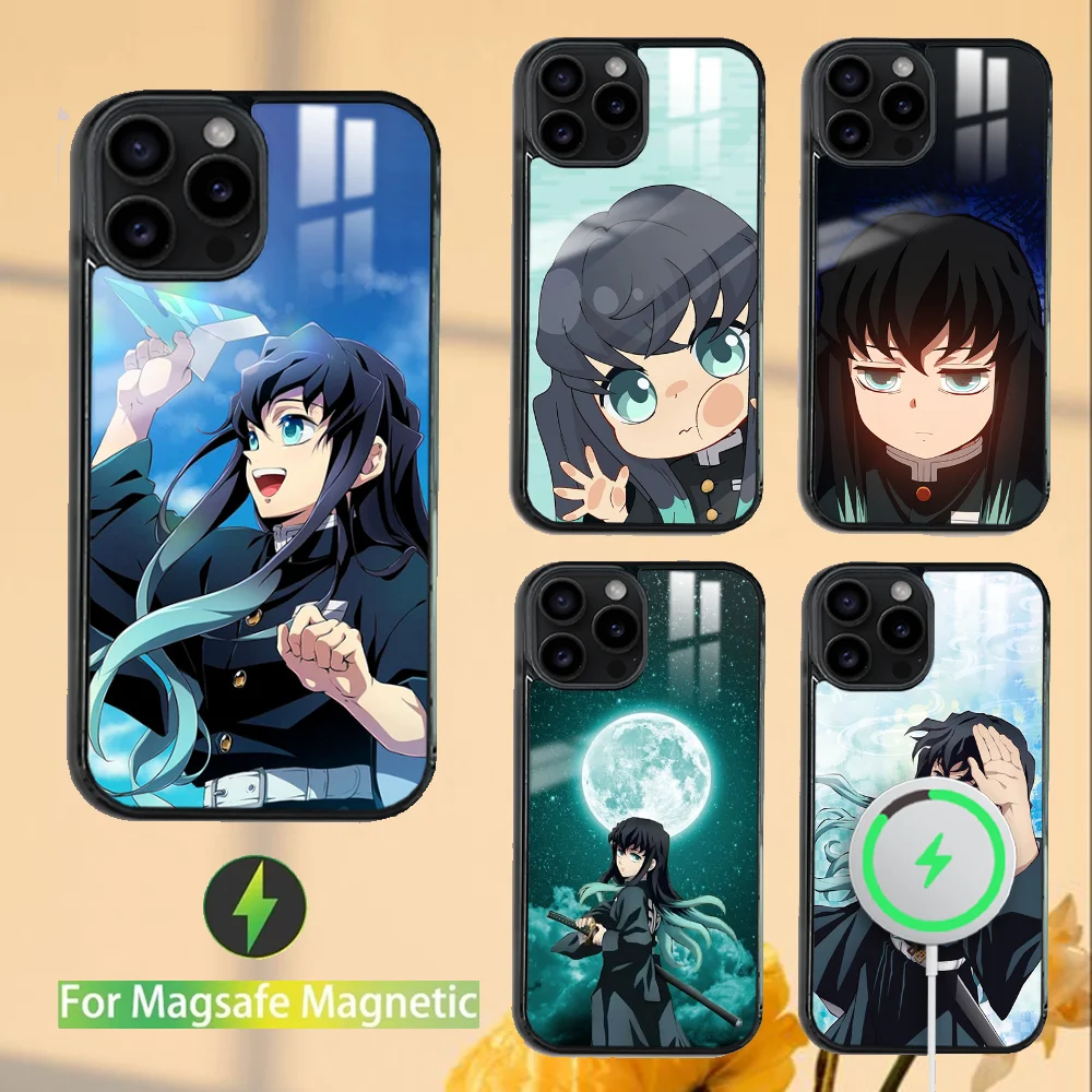 Anime Muichiro Tokito Phone Case For iPhone 16 15 14 13 12 11 PRO MAX PLUS Mini Magnetic wireless mirror phone case